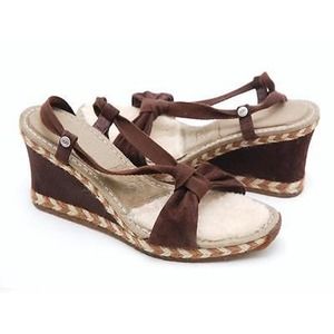 UGG AMELIE CHIC WEDGE SANDAL PLATFORM BROWN 10 $100